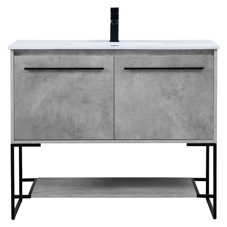 ELEGANT DECOR 40 Inch Single Bathroom Vanity In Concrete Grey VF42040CG